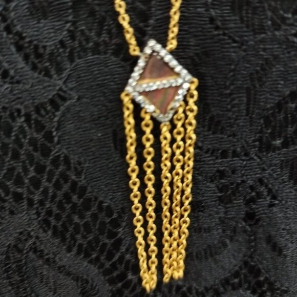 FAS Vintage Sterling Silver Gold Tone Tassel Pendant Necklace - Picture 6 of 10